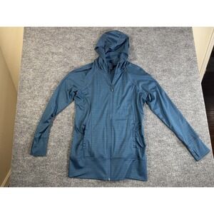 Mondetta Women's Blue Hooded Track‎ Jacket L Full Zip, Pockets, Thumbholes
